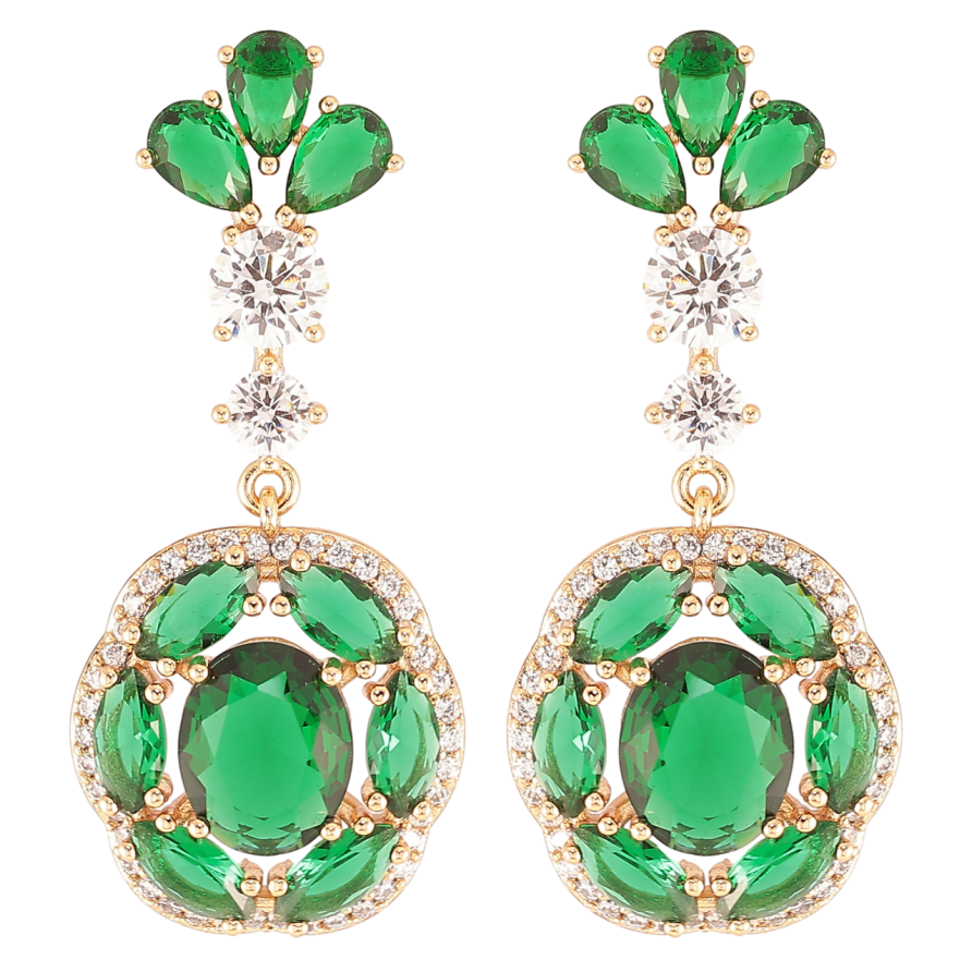 Сережки Xuping JEAN GOUJON Позолота 18K пусети «Підвіски з зеленими фіанітами та цирконієм» фото №1 Сережки Xuping JEAN GOUJON Позолота 18K пусети «Підвіски з зеленими фіанітами та цирконієм» фото №1