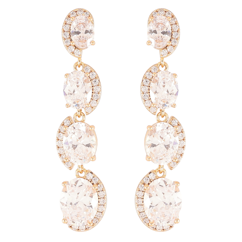 Серьги Xuping JEAN GOUJON Позолота 18K пусеты Фианиты с волнистыми дорожками циркония фото №2