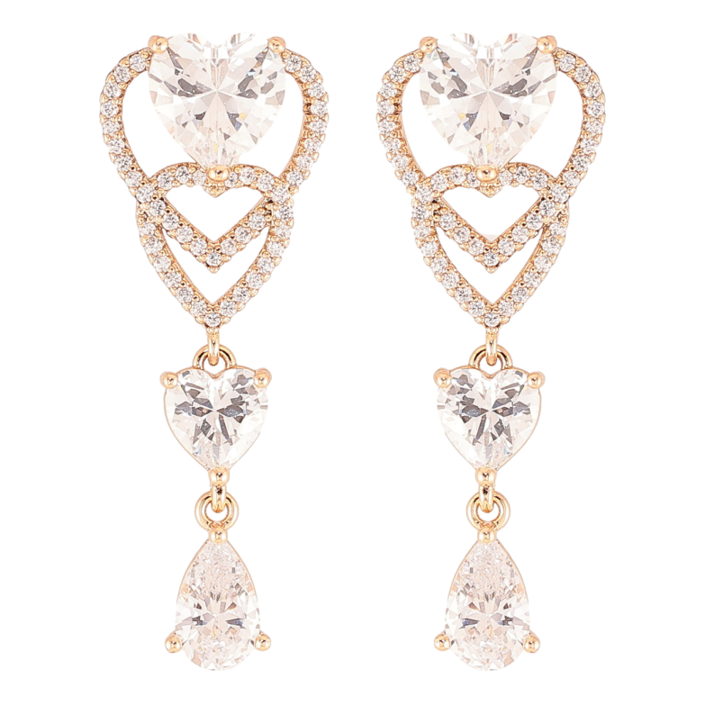 Серьги Xuping JEAN GOUJON Позолота 18K пусеты Сердечки с инкрустацией цирконием фото №1