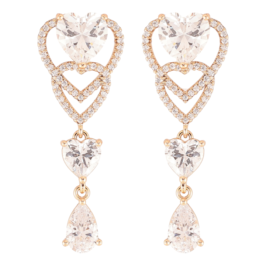 Сережки Xuping JEAN GOUJON Позолота 18K пусети «Кришталеві підвіски» фото №1