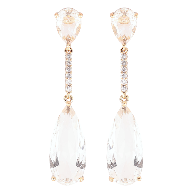 Сережки Xuping JEAN GOUJON Позолота 18K пусети «Кришталеві крапельки з доріжками цирконію» фото №15