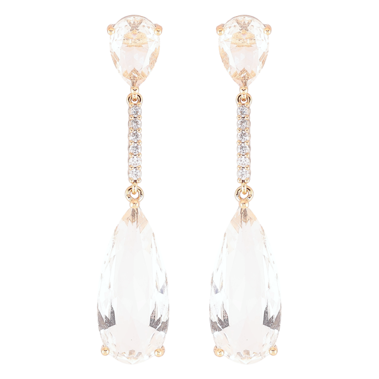 Сережки Xuping JEAN GOUJON Позолота 18K пусети «Кришталеві крапельки з доріжками цирконію» фото №1