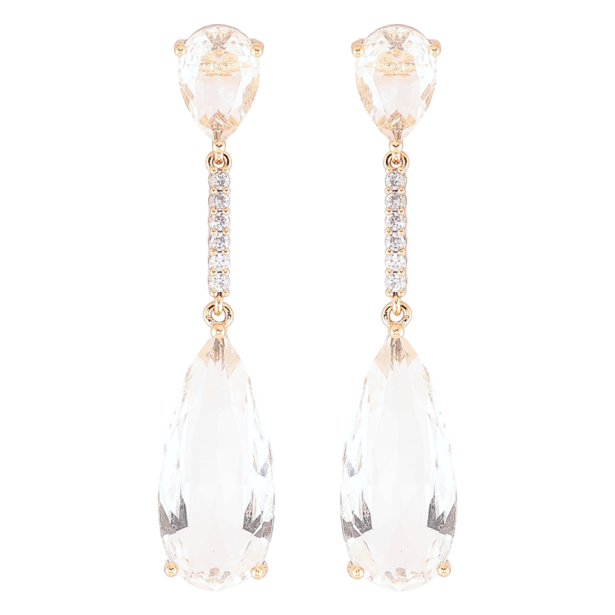 Сережки Xuping JEAN GOUJON Позолота 18K пусети «Кришталеві крапельки з доріжками цирконію» фото №1