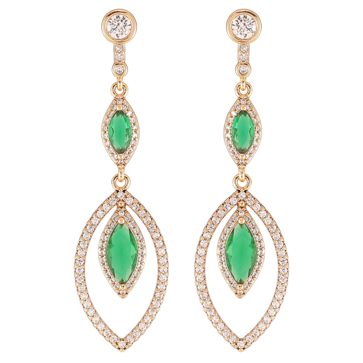 Сережки Xuping JEAN GOUJON Позолота 18K пусети «Підвіски з інкрустацією цирконієм та зеленими фіанітами» фото №6 Сережки Xuping JEAN GOUJON Позолота 18K пусети «Підвіски з інкрустацією цирконієм та зеленими фіанітами» фото №6