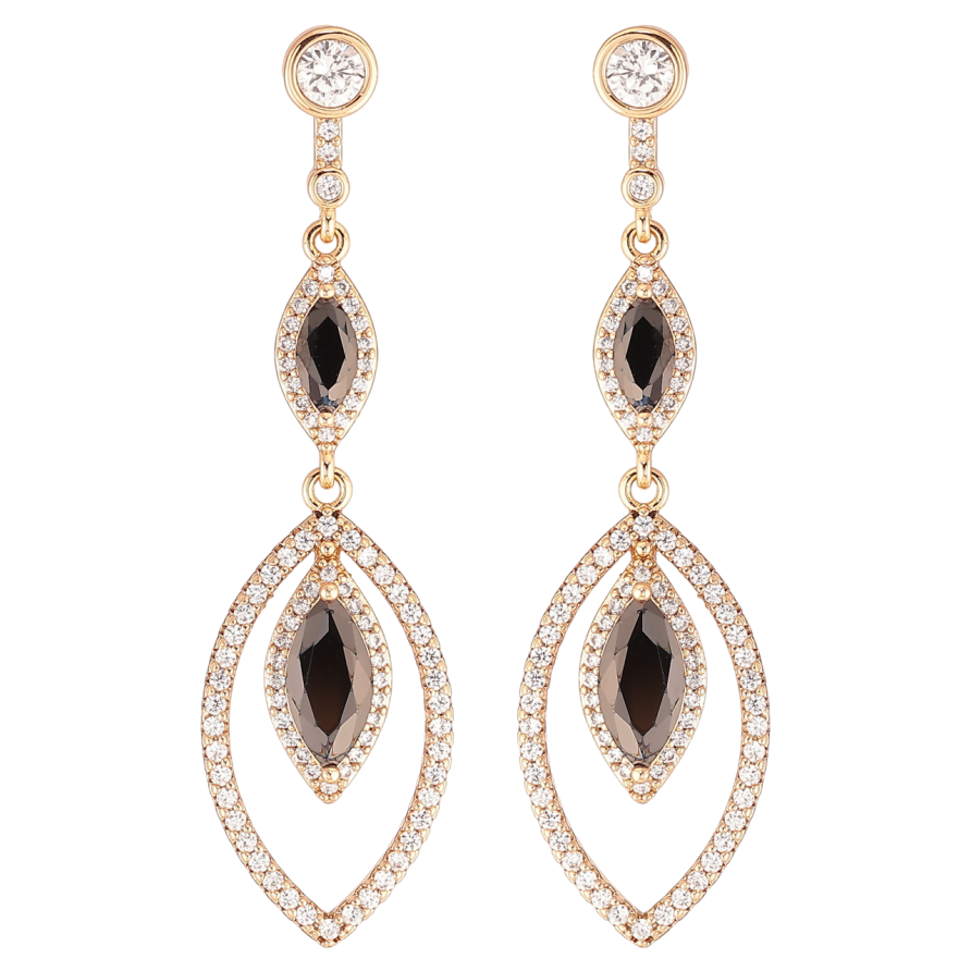 Сережки Xuping JEAN GOUJON Позолота 18K пусети «Підвіски з інкрустацією цирконієм та чорними фіанітами» фото №1 Сережки Xuping JEAN GOUJON Позолота 18K пусети «Підвіски з інкрустацією цирконієм та чорними фіанітами» фото №1