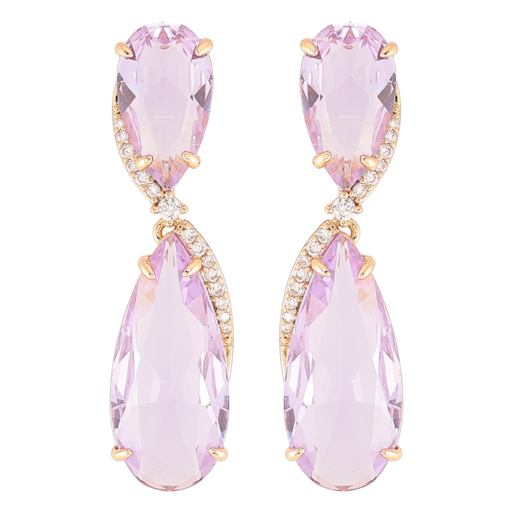 Сережки Xuping JEAN GOUJON Позолота 18K пусети «Бузкові фіаніти з цирконієм» фото №20