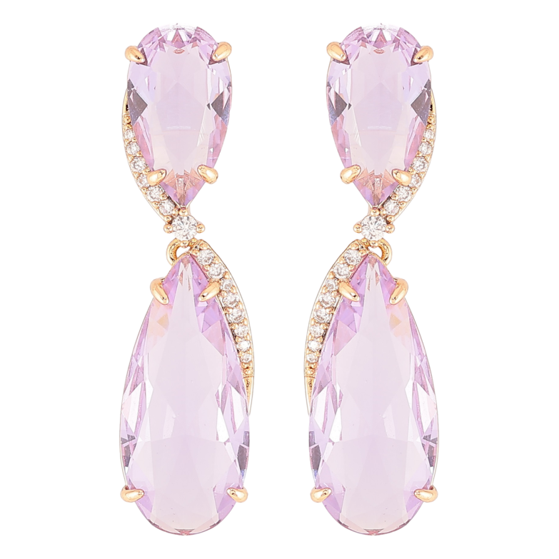 Сережки Xuping JEAN GOUJON Позолота 18K пусети «Бузкові фіаніти з цирконієм» фото №1