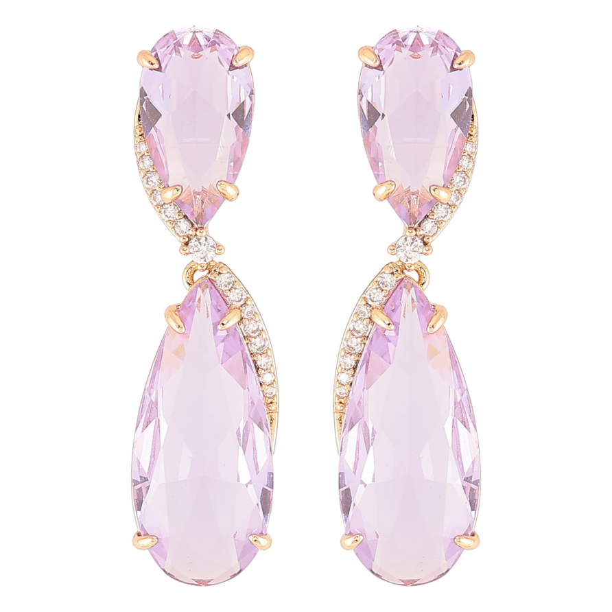 Сережки Xuping JEAN GOUJON Позолота 18K пусети «Бузкові фіаніти з цирконієм» фото №1