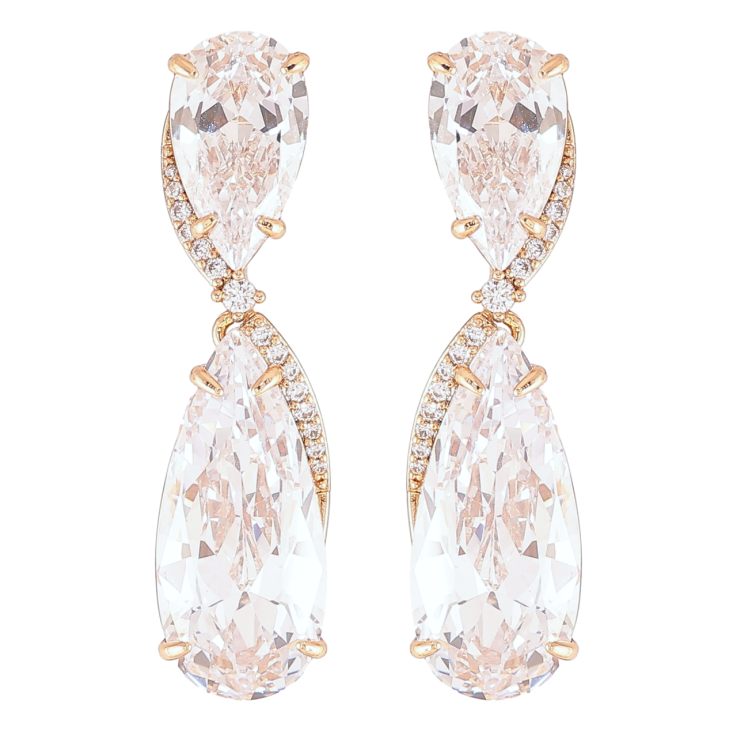 Сережки Xuping JEAN GOUJON Позолота 18K пусети «Кришталеві підвіски» фото №10