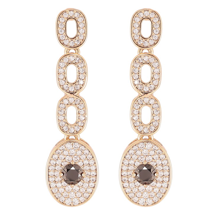 Сережки Xuping JEAN GOUJON Позолота 18K пусети «Підвіски з інкрустацією цирконієм і чорними фіанітами» фото №7