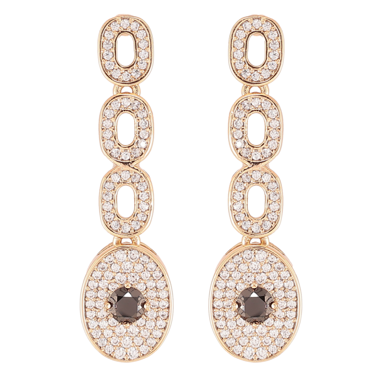 Сережки Xuping JEAN GOUJON Позолота 18K пусети «Підвіски з інкрустацією цирконієм і чорними фіанітами» фото №1