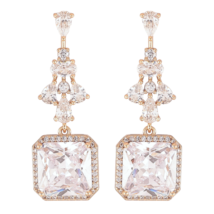 Сережки Xuping JEAN GOUJON Позолота 18K пусети «Витончені кришталеві підвіски» фото №19