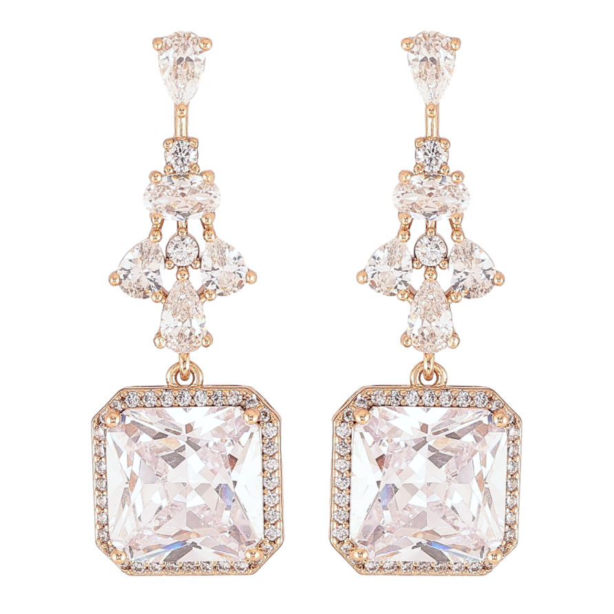 Сережки Xuping JEAN GOUJON Позолота 18K пусети «Витончені кришталеві підвіски» фото №1