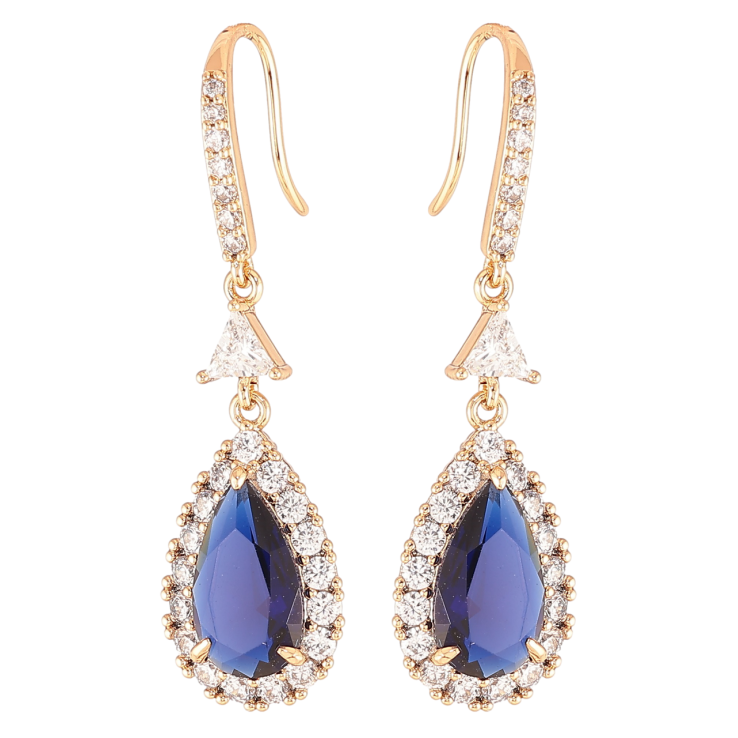 Сережки Xuping JEAN GOUJON Позолота 18K французький замок «Сині фіаніти в обрамленні цирконію» фото №8