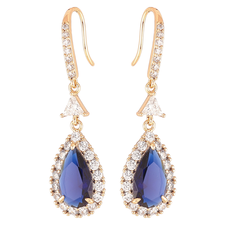 Сережки Xuping JEAN GOUJON Позолота 18K французький замок «Сині фіаніти в обрамленні цирконію» фото №14