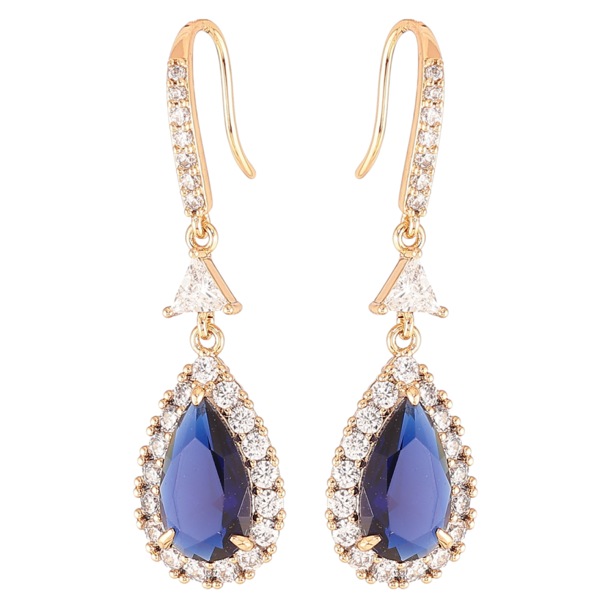 Сережки Xuping JEAN GOUJON Позолота 18K французький замок «Сині фіаніти в обрамленні цирконію» фото №1