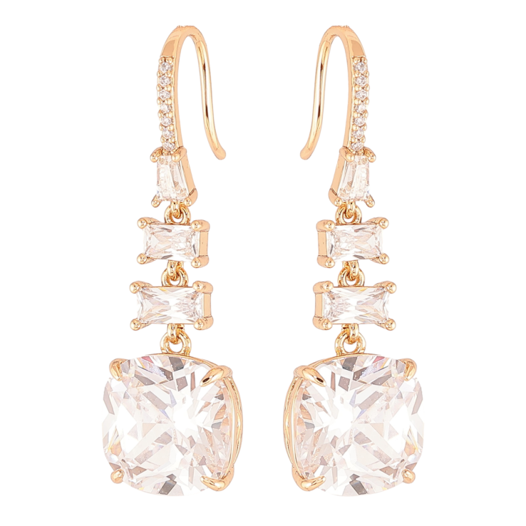 Сережки Xuping JEAN GOUJON Позолота 18K французький замок «Кришталеві підвіски» фото №3