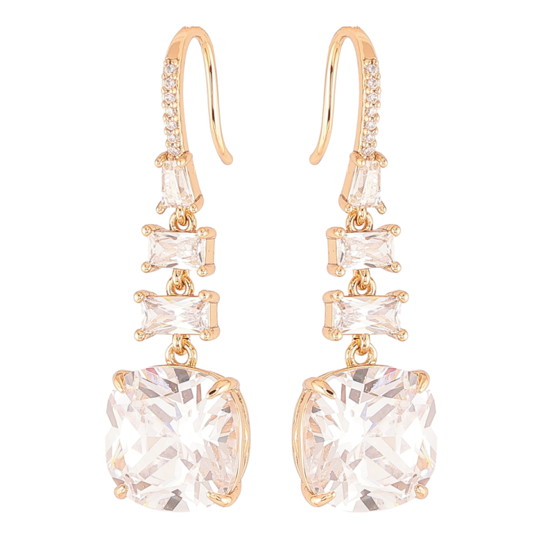 Сережки Xuping JEAN GOUJON Позолота 18K французький замок «Кришталеві підвіски» фото №2