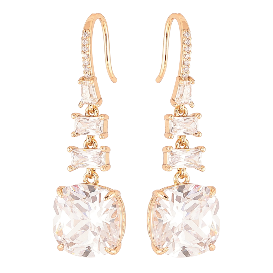 Сережки Xuping JEAN GOUJON Позолота 18K французький замок «Кришталеві підвіски» фото №1