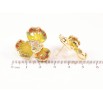 Сережки Xuping QQMM Позолота 14K пусети «Квіточки з кольоровою емаллю та кристалами» фото №2