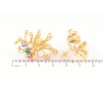 Сережки Xuping QQMM Позолота 14K пусети «Бризки з кольоровими кристалами та перлинами» фото №2