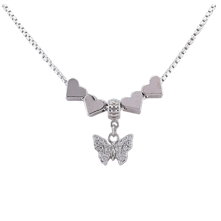 Подвеска на цепочке Xuping Родий Сердечки с бабочкой размер 42-47см х 1.5мм фото №24