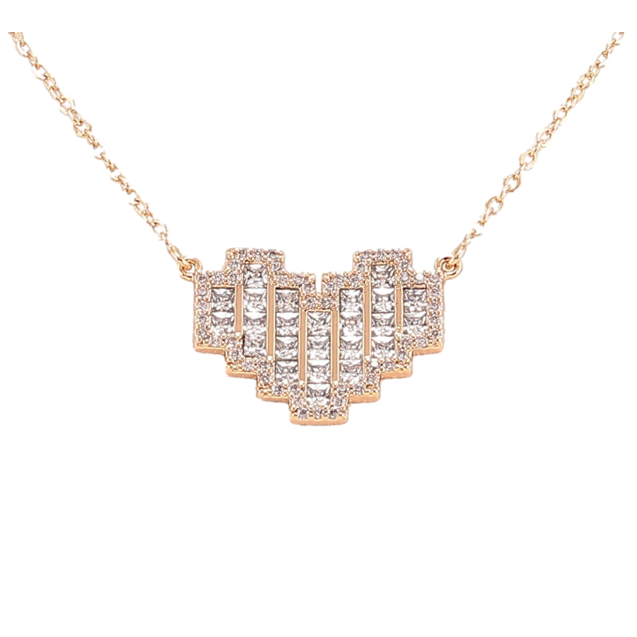 Підвіска на ланцюжку Xuping Позолота 18K «Серце з інкрустацією цирконієм» довжина 43-49см х 1.5мм фото №1