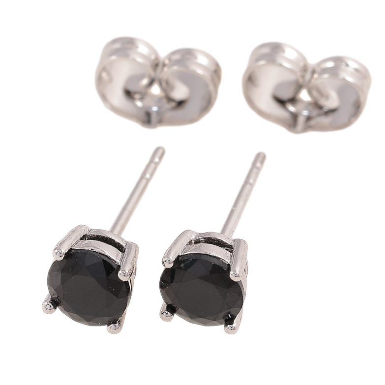 Сережки Xuping Родій пусети «Чорні фіаніти в 4-х крапановій оправі» ø 5мм фото №2 Сережки Xuping Родій пусети «Чорні фіаніти в 4-х крапановій оправі» ø 5мм фото №2