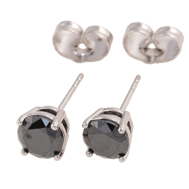 Сережки Xuping Родій пусети «Чорні фіаніти в 4-х крапановій оправі» ø 6мм фото №23