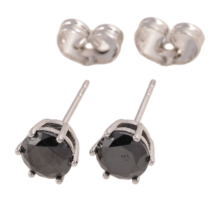 Сережки Xuping Родій пусети «Чорні фіаніти в 6-ти крапановій оправі» ø 6мм фото №22