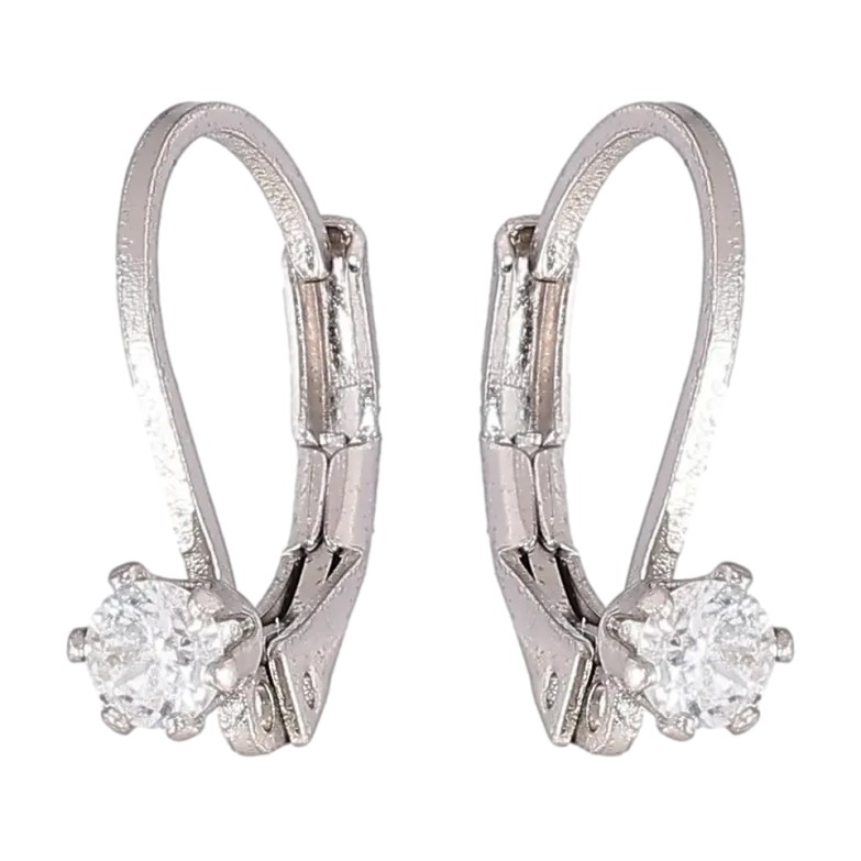 Серьги Xuping Родий французский замок Фианиты на дужках ø 3мм фото №1