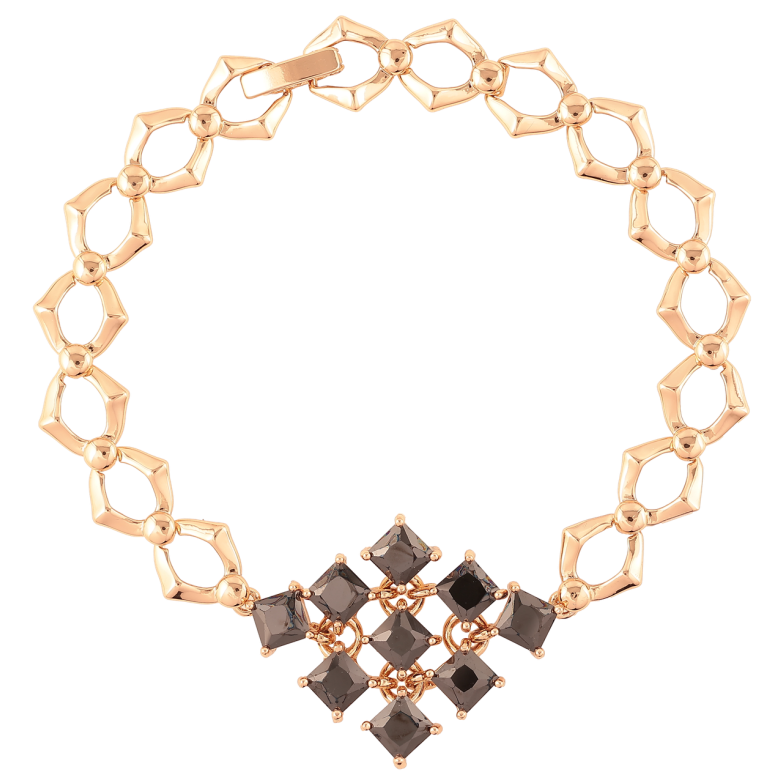 Браслет Xuping Позолота 18K «Візерунок з чорними фіанітами» довжина 19см х 9мм фото №7