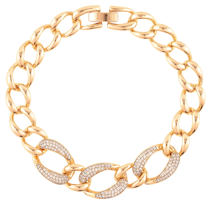 Браслет Xuping Позолота 18K «Ланцюжок Панцирний з інкрустацією цирконієм» довжина 18.5см х 8мм фото №9