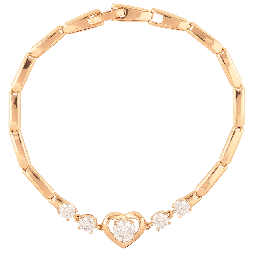 Браслет Xuping Позолота 18K Сердечко с фианитами длинна 19см х 3мм фото №1