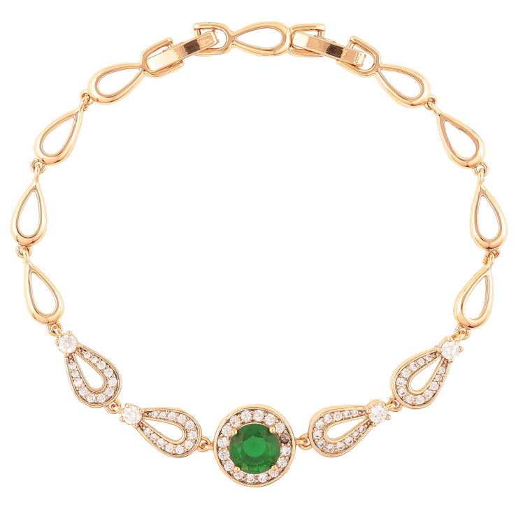 Браслет Xuping Позолота 18K Инкрустация цирконием с зеленым фианитом длинна с доп. замком 17,19см х 5мм фото №25