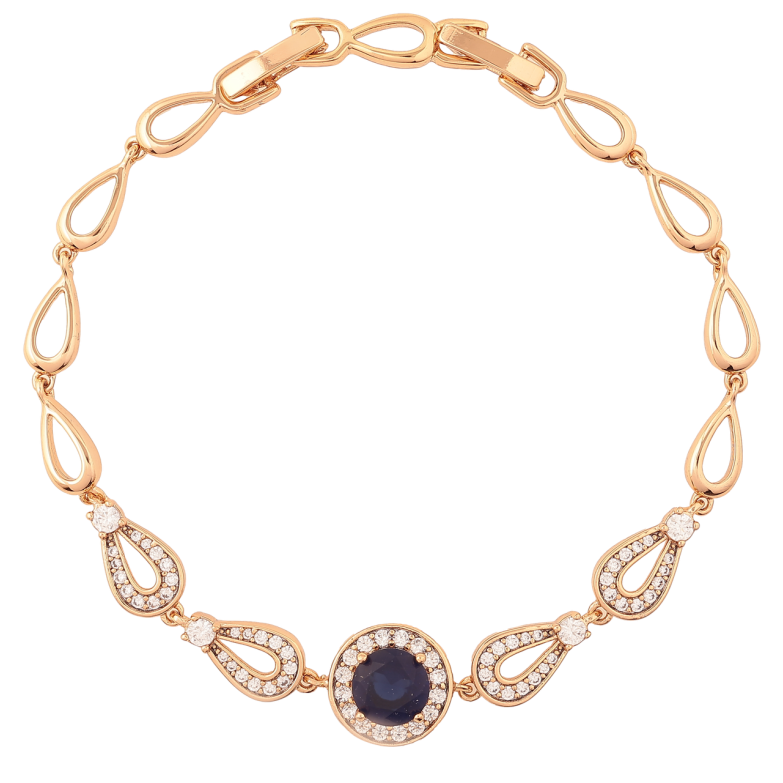 Браслет Xuping Позолота 18K «Інкрустація цирконієм з синім фіанітом» довжина з доп. замком 17,19см х 5мм фото №1