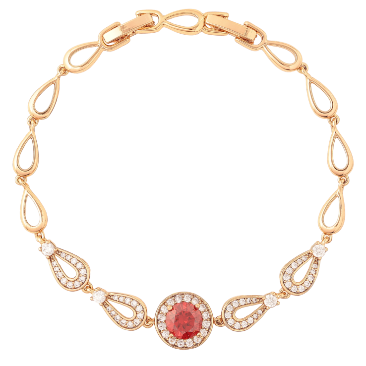 Браслет Xuping Позолота 18K «Інкрустація цирконієм з червоним фіанітом» довжина з доп. замком 17,19см х 5мм фото №4