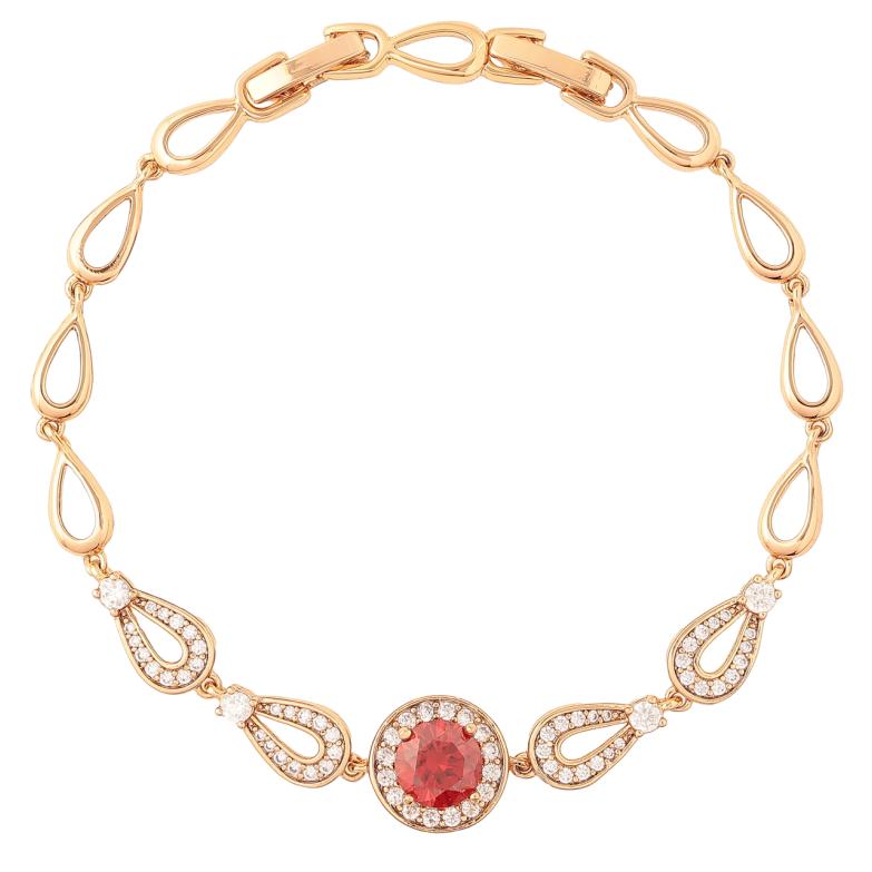 Браслет Xuping Позолота 18K «Інкрустація цирконієм з червоним фіанітом» довжина з доп. замком 17,19см х 5мм фото №3