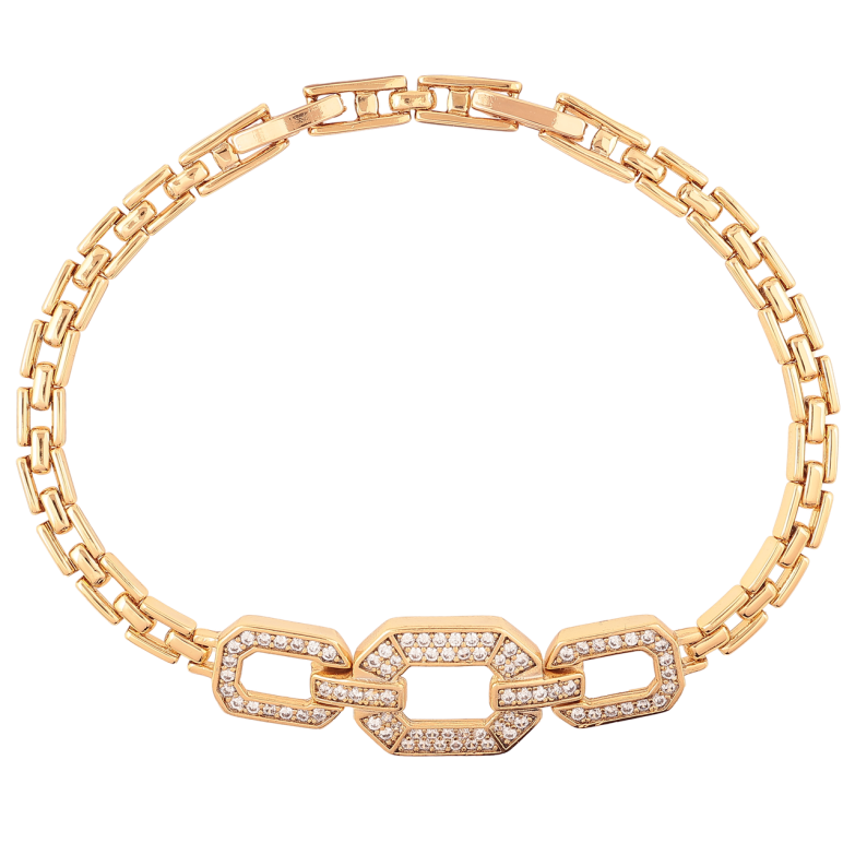 Браслет Xuping Позолота 18K Узор с инкрустацией цирконием длинна с доп. замком 17,19см х 4мм фото №1