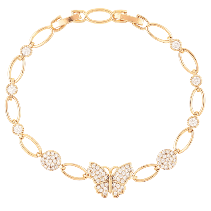 Браслет Xuping Позолота 18K Бабочка с цирконием длинна с доп. замком 17,19см х 5мм фото №22