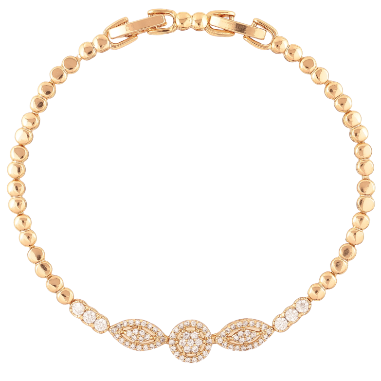 Браслет Xuping Позолота 18K Узор с инкрустацией цирконием длинна с доп. замком 16.5,18.5см х 3мм фото №1