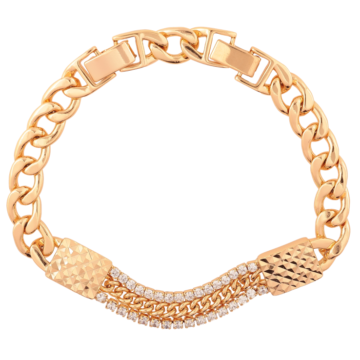 Браслет Xuping Позолота 18K «Ланцюжок з декоративною вставкою з цирконієм» довжина з доп. замком 17,20см х 7мм фото №3