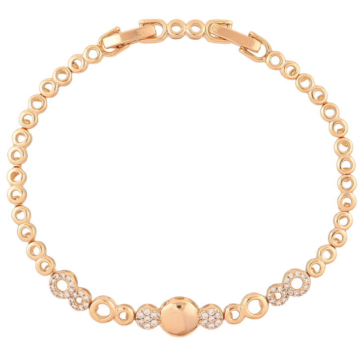 Браслет Xuping Позолота 18K Узор колечки с цирконием длинна с доп. замком 17,19см х 3мм фото №12