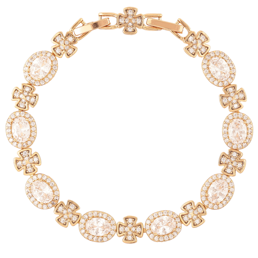 Браслет Xuping Позолота 18K Инкрустация цирконием длинна с доп. замком 16.5,19см х 7-8мм фото №1