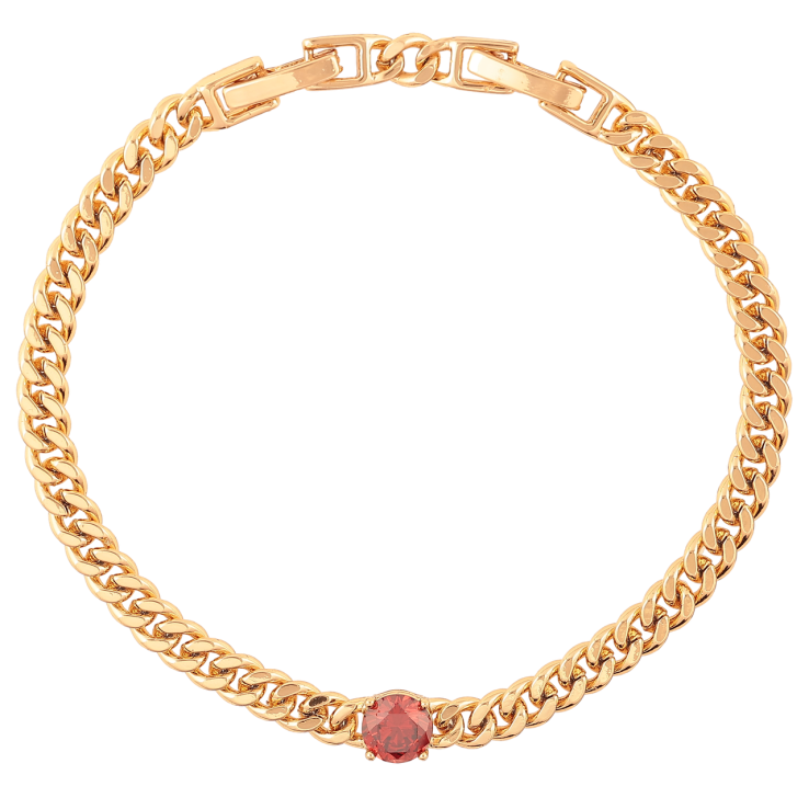 Браслет Xuping Позолота 18K «Панцирний ланцюжок з червоним фіанітом» довжина з доп. замком 16.5,19см х 4мм фото №9