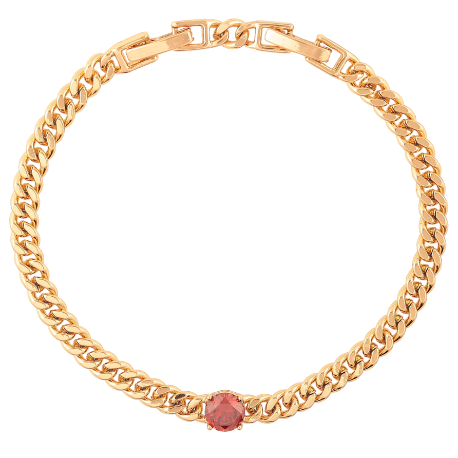 Браслет Xuping Позолота 18K «Панцирний ланцюжок з червоним фіанітом» довжина з доп. замком 16.5,19см х 4мм фото №1