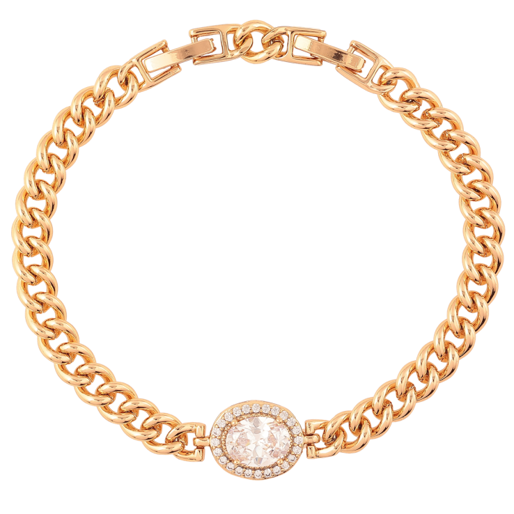 Браслет Xuping Позолота 18K Панцирная цепочка с фианитом длинна с доп. замком 17,19см х 5мм фото №15