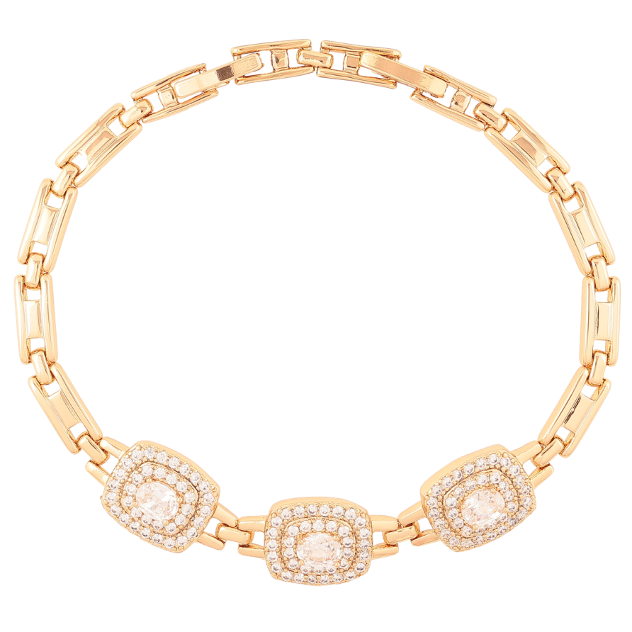 Браслет Xuping Позолота 18K Инкрустация цирконием длинна с доп. замком 16.5-19см х 4мм фото №1