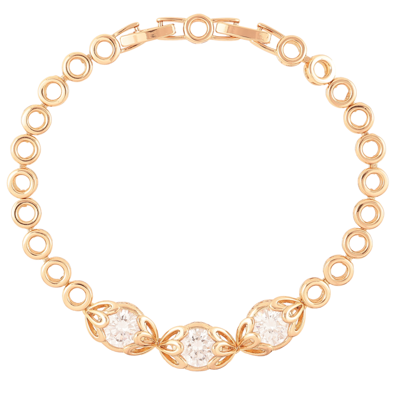 Браслет Xuping Позолота 18K «Три кришталеві бутони» довжина з доп. замком 17.5-19.5см х 5мм фото №7