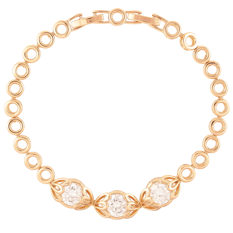 Браслет Xuping Позолота 18K Три кристальных бутона длинна с доп. замком 17.5-19.5см х 5мм фото №1